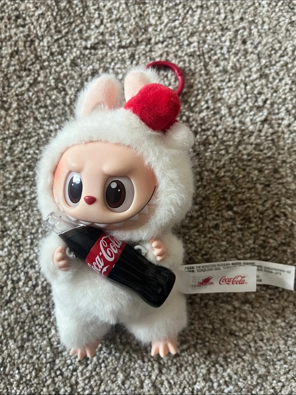 Coca Cola The Monsters Labubu with Red Hat and Bottle